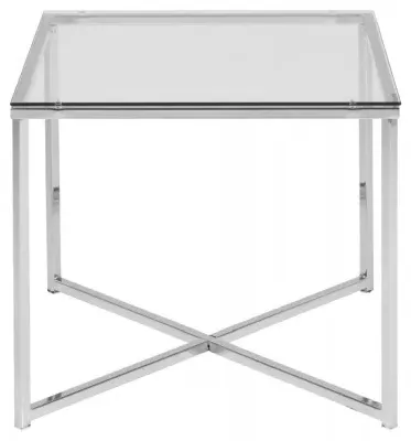 Cross Square Side Table - Clear, Chrome image