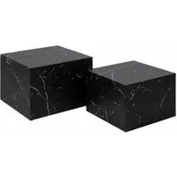 Dice Coffee Table Set of 2 - Black, Marble Effect