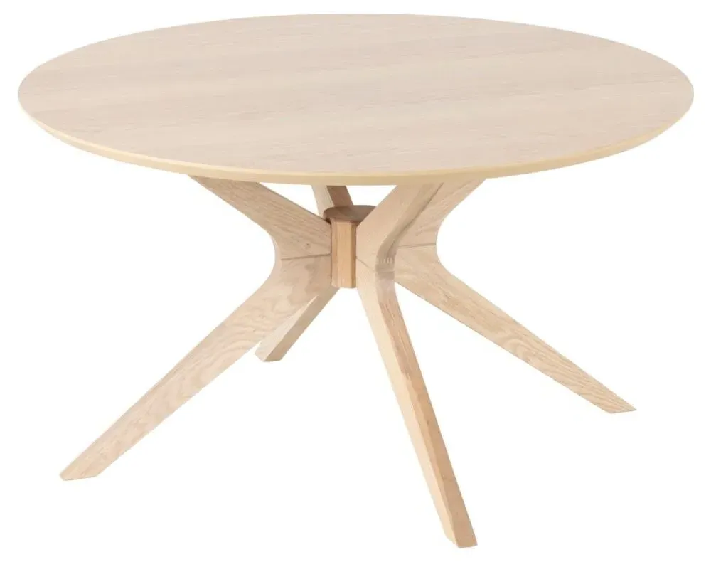 Duncan 80cm Round Coffee Table - White, Oak