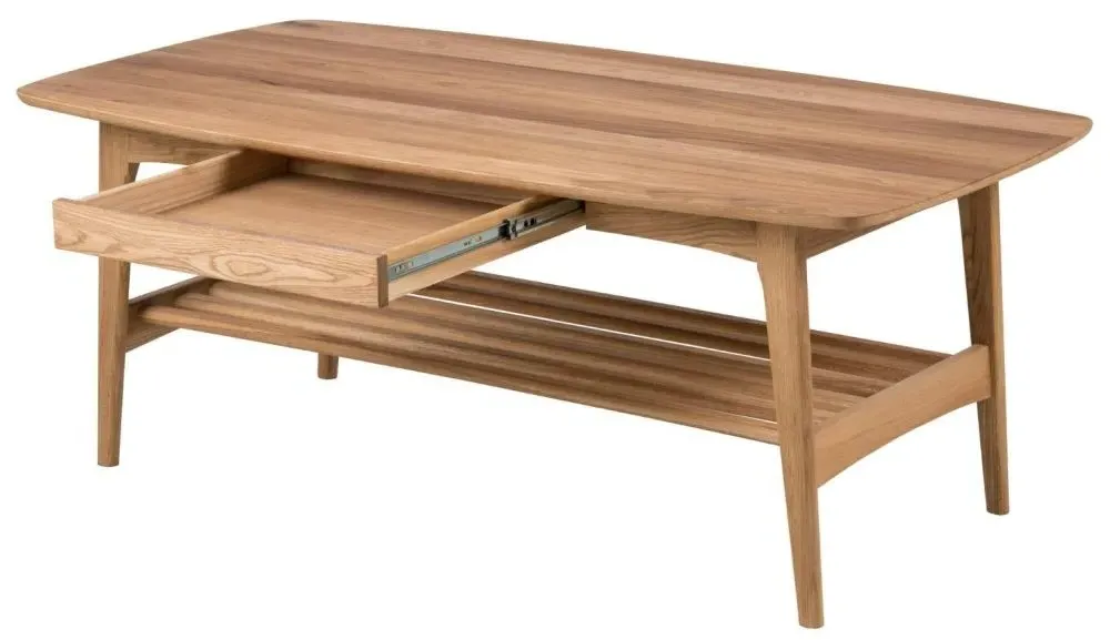 Emma Oak Coffee Table with Storage - Oak