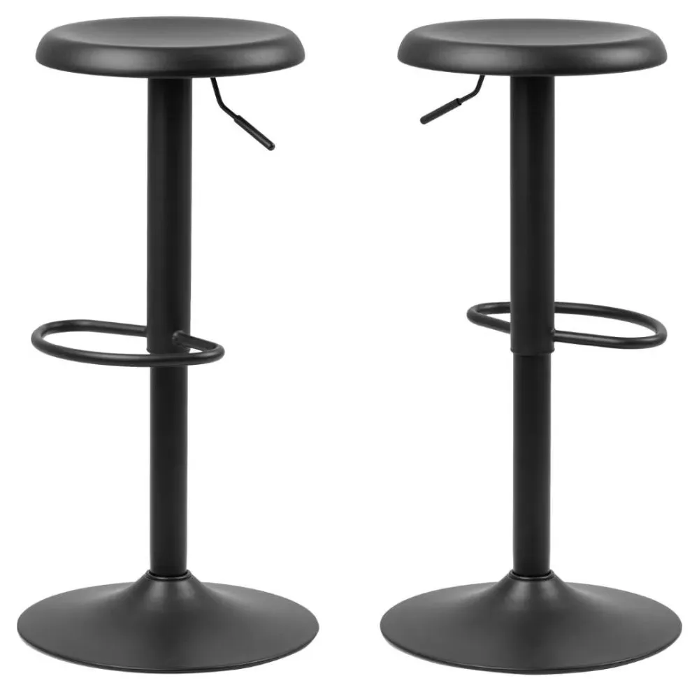 Finch Round Bar Stool with Gas Lift - Black, Metal