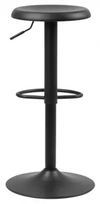 Finch Round Bar Stool with Gas Lift - Black, Metal image