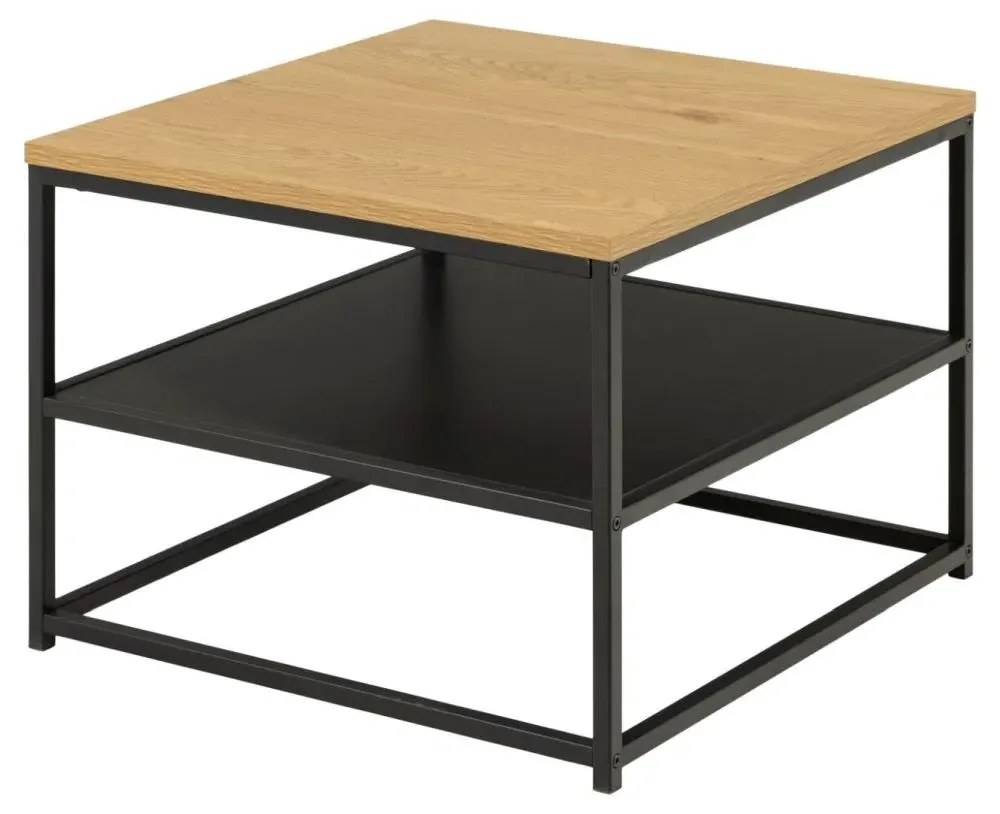 Gila Square Side Table - Oak, Black