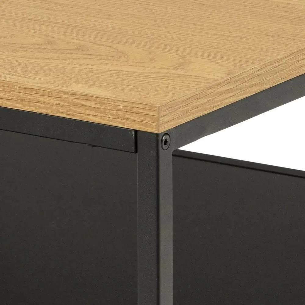 Gila Square Side Table - Oak, Black