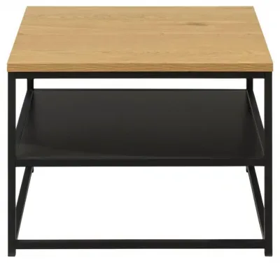 Gila Square Side Table - Oak, Black