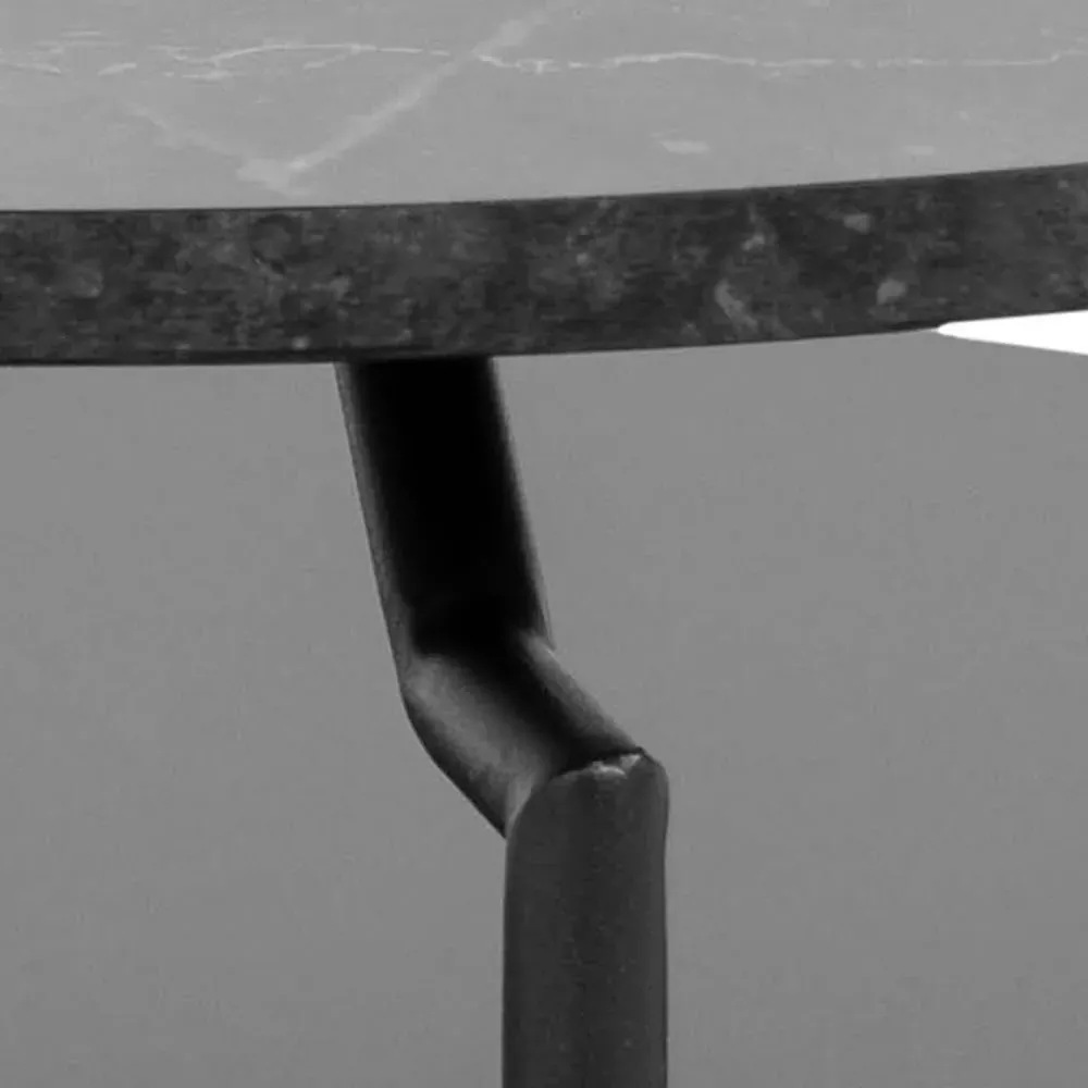 Goldington Round Coffee Table - Black, Marble Effect