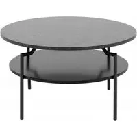 Goldington Round Coffee Table - Black, Marble Effect