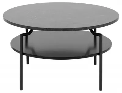 Goldington Round Coffee Table - Black, Marble Effect image
