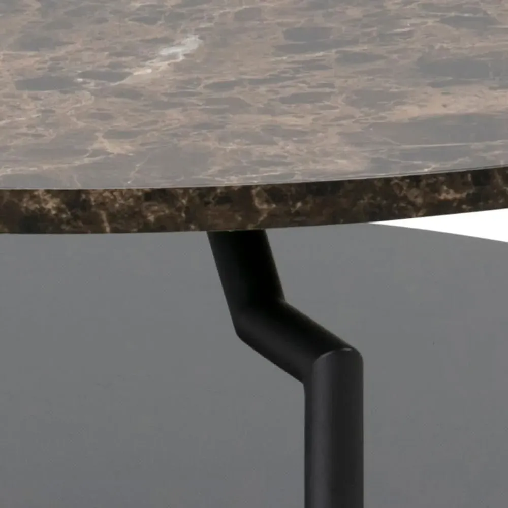 Goldington Round Coffee Table - Brown, Marble Effect