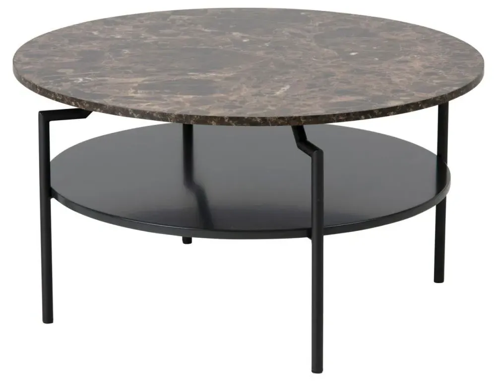 Goldington Round Coffee Table - Brown, Marble Effect