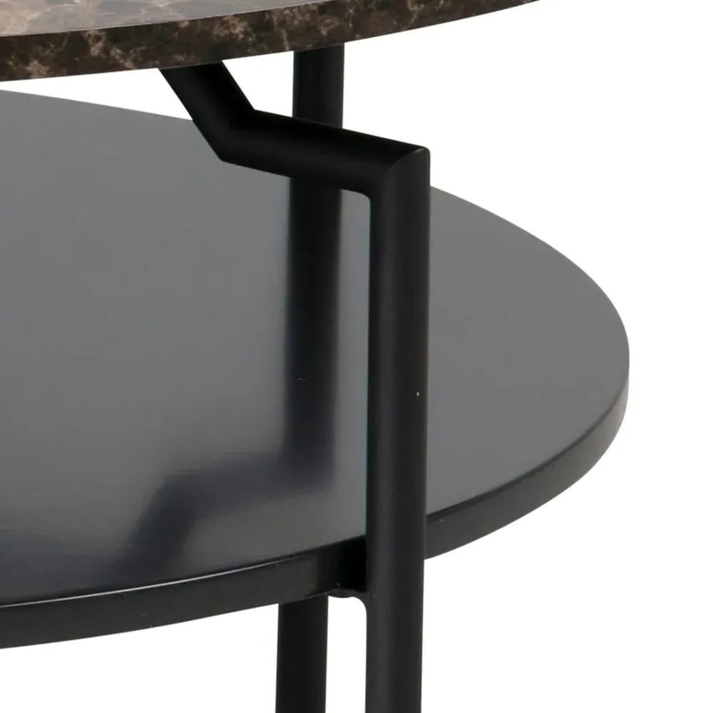 Goldington Round Coffee Table - Brown, Marble Effect