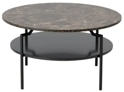Goldington Round Coffee Table - Brown, Marble Effect