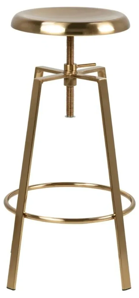 Goose Round Bar Stool with Screw Bolt Seat - Gold, Metal