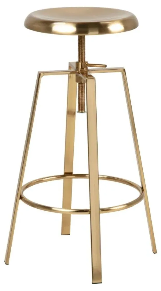 Goose Round Bar Stool with Screw Bolt Seat - Gold, Metal