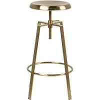 Goose Round Bar Stool with Screw Bolt Seat - Gold, Metal