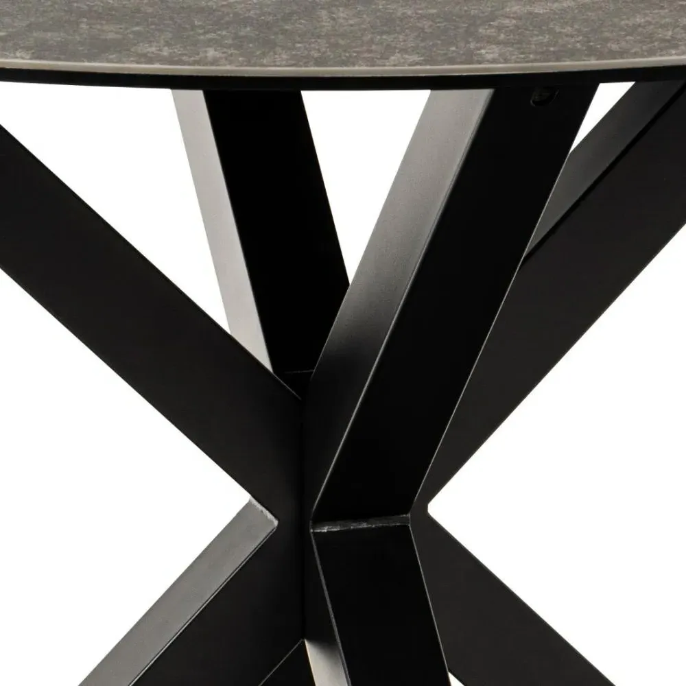 Heaven 4-Seater Round Dining Table - Black, Ceramic