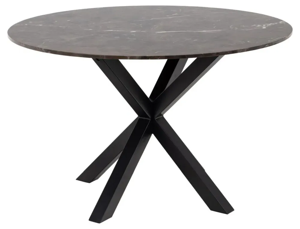 Heaven 4-Seater Round Dining Table - Brown, Marble Effect
