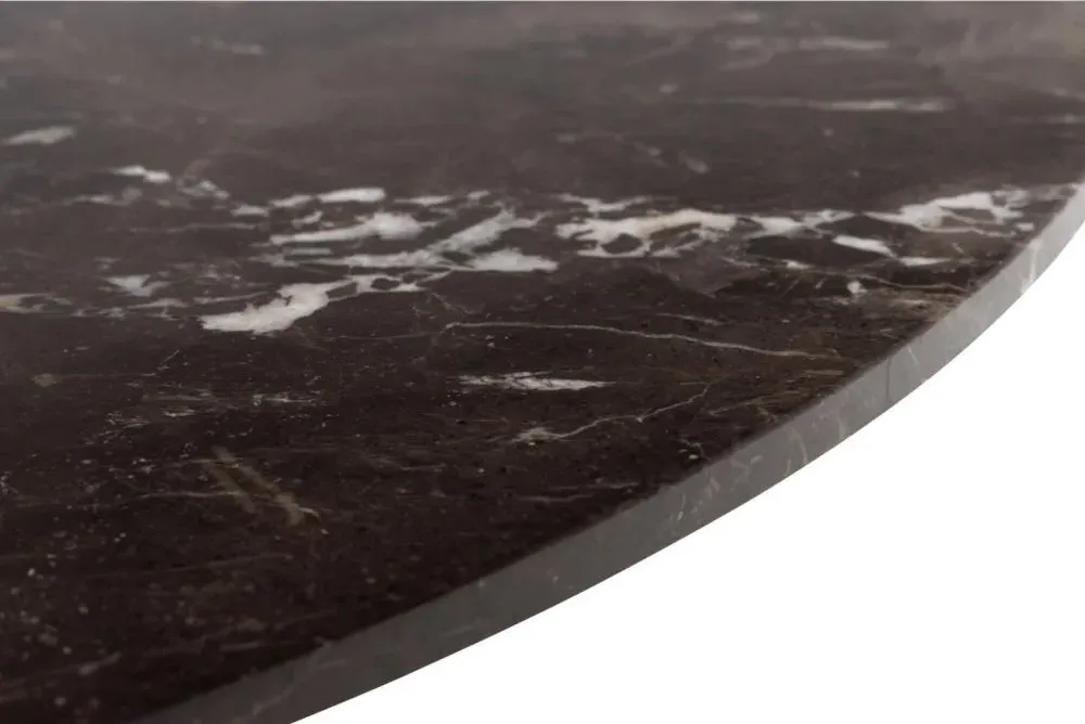 Heaven 4-Seater Round Dining Table - Brown, Marble Effect