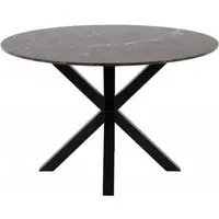 Heaven 4-Seater Round Dining Table - Brown, Marble Effect