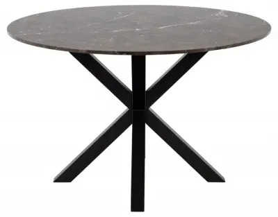 Heaven 4-Seater Round Dining Table - Brown, Marble Effect