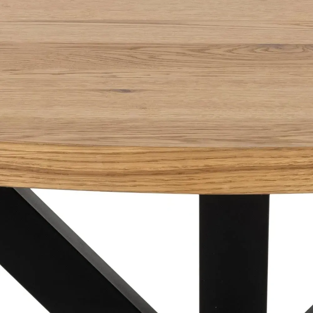 Heaven 4-Seater Round Dining Table - Oak, Veneer