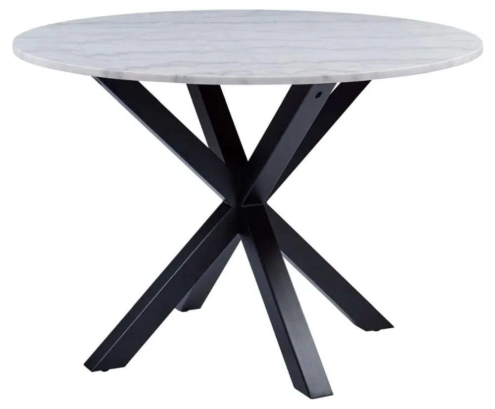 Heaven 4-Seater Round Dining Table - White, Marble Effect