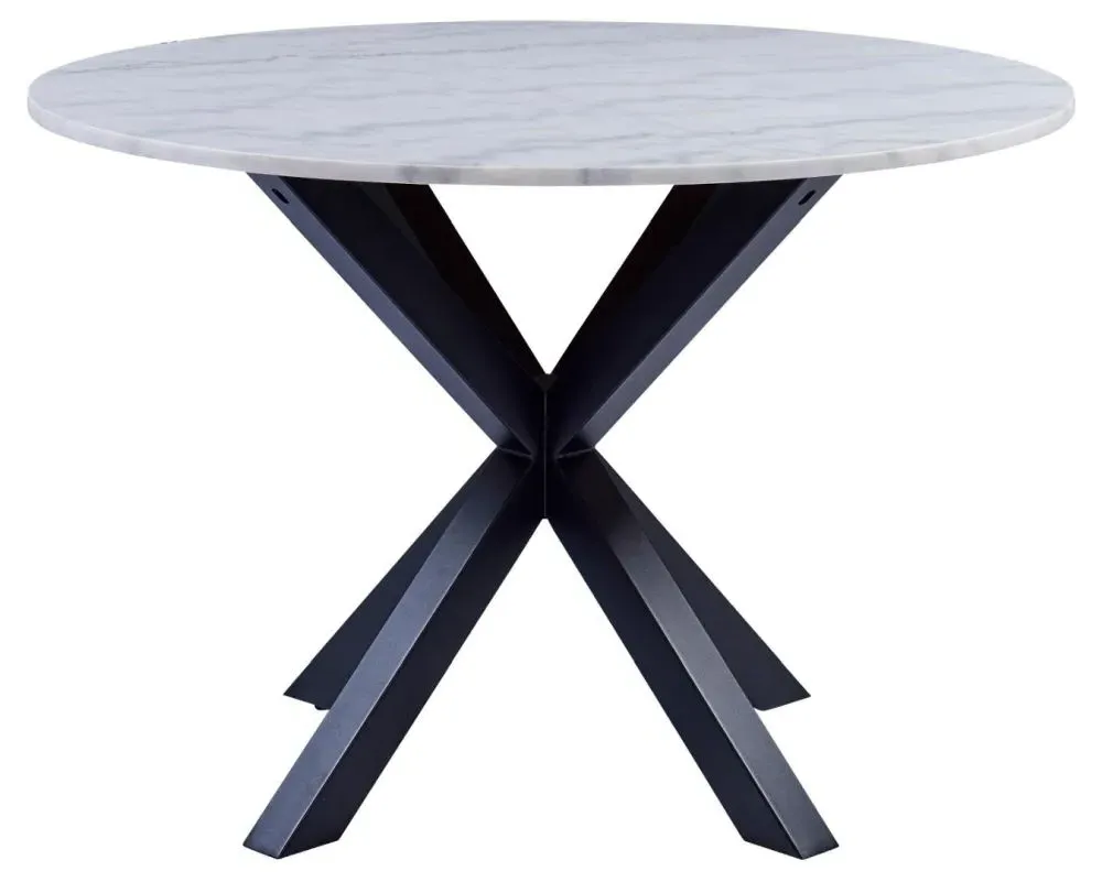 Heaven 4-Seater Round Dining Table - White, Marble Effect