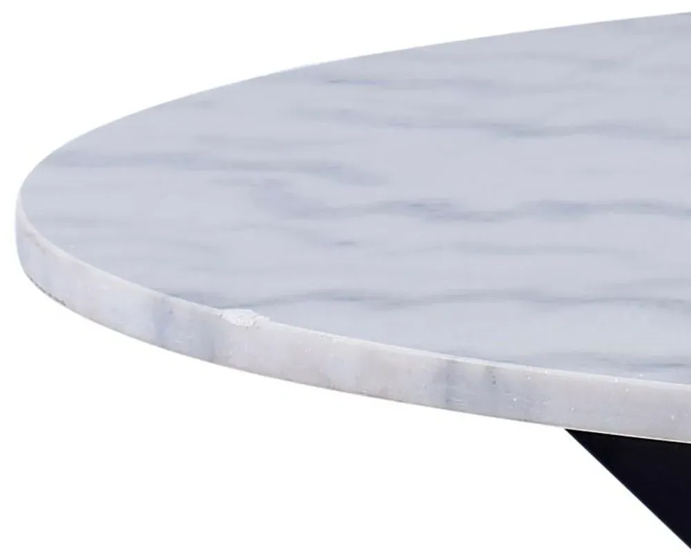 Heaven 4-Seater Round Dining Table - White, Marble Effect