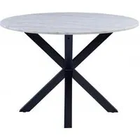Heaven 4-Seater Round Dining Table - White, Marble Effect