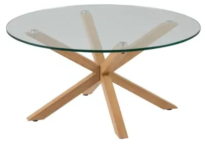 Heaven Round Coffee Table - Clear, Oak