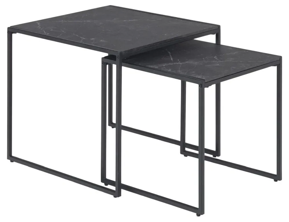 Infinity Black Nest of 2 Tables - Black, Melamine