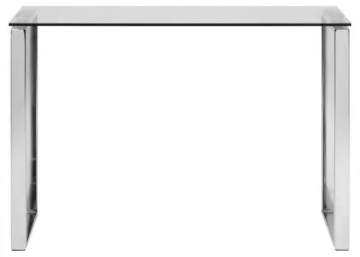 Katrine 110cm Console Table - Clear Glass, Chrome