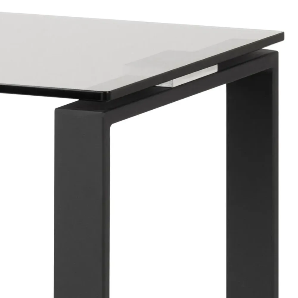 Katrine 110cm Console Table - Smoked Glass, Black
