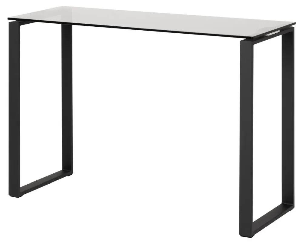 Katrine 110cm Console Table - Smoked Glass, Black