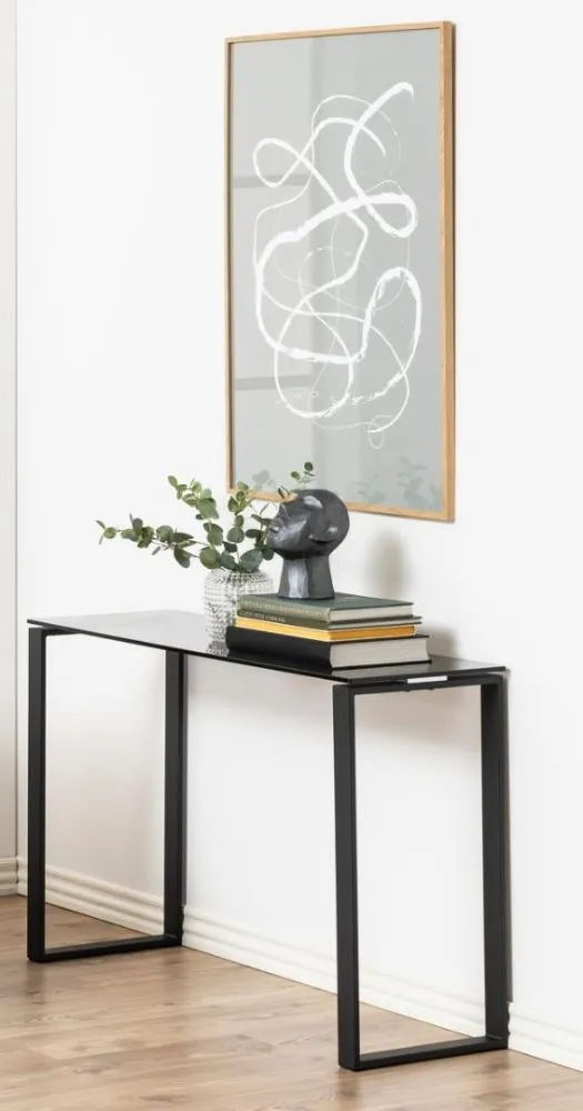 Katrine 110cm Console Table - Smoked Glass, Black