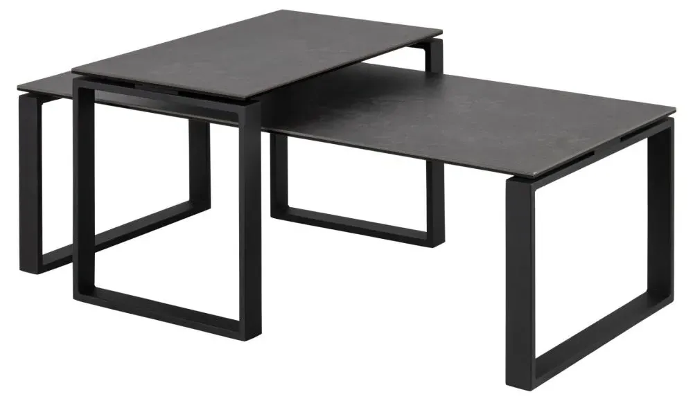 Katrine Coffee Table Set of 2 - Black Ceramic