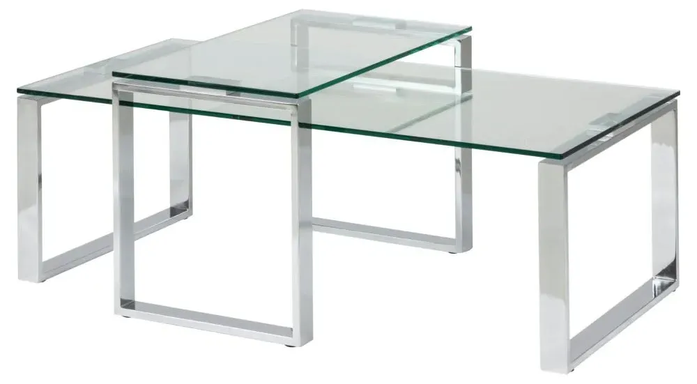 Katrine Coffee Table Set of 2 - Clear Glass