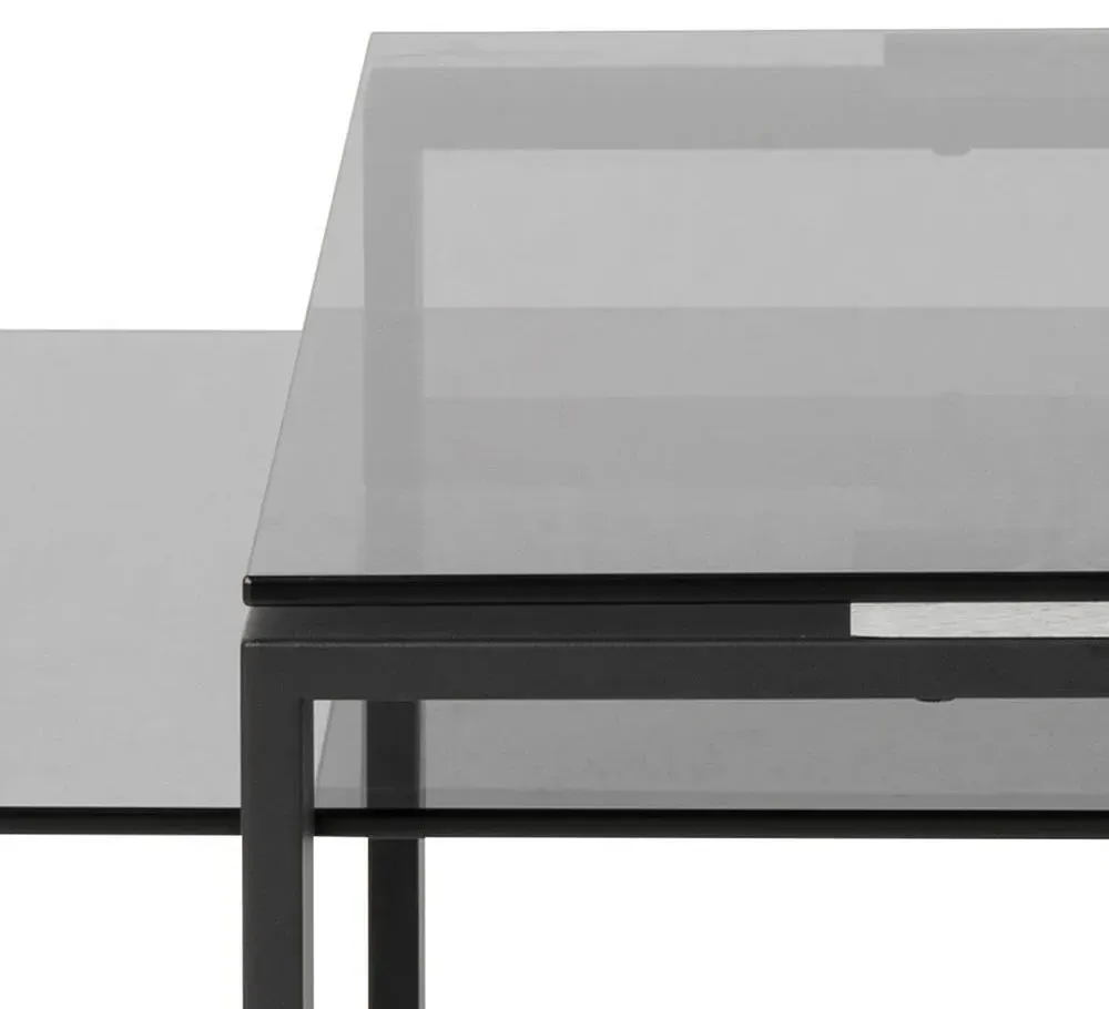 Katrine Coffee Table Set of 2 - Smoked Glass