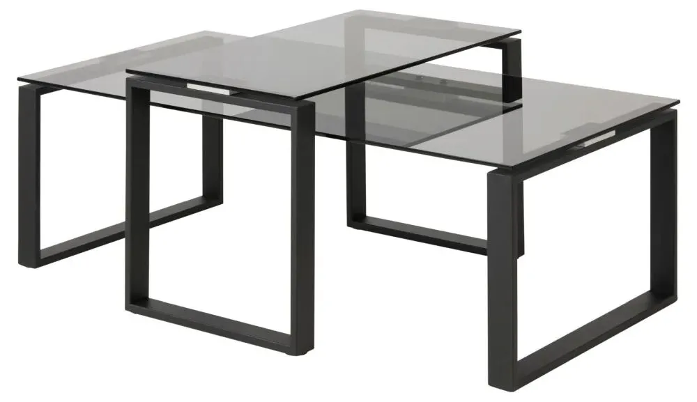 Katrine Coffee Table Set of 2 - Smoked Glass