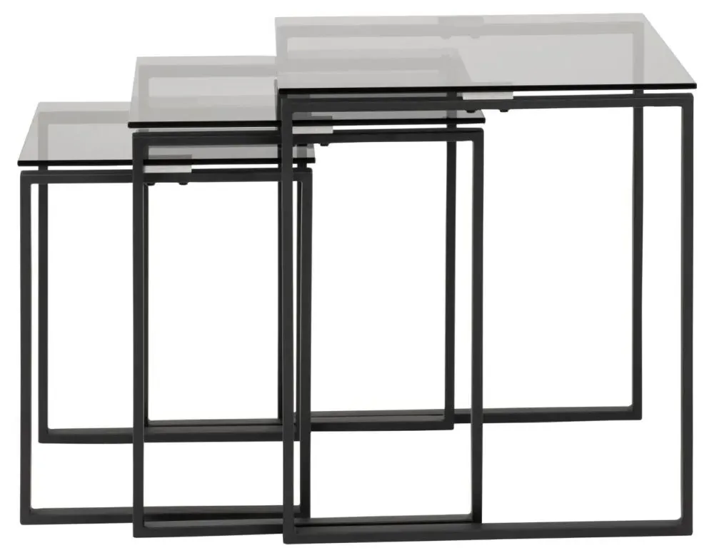 Katrine Nest of 3 Tables - Smoked, Glass