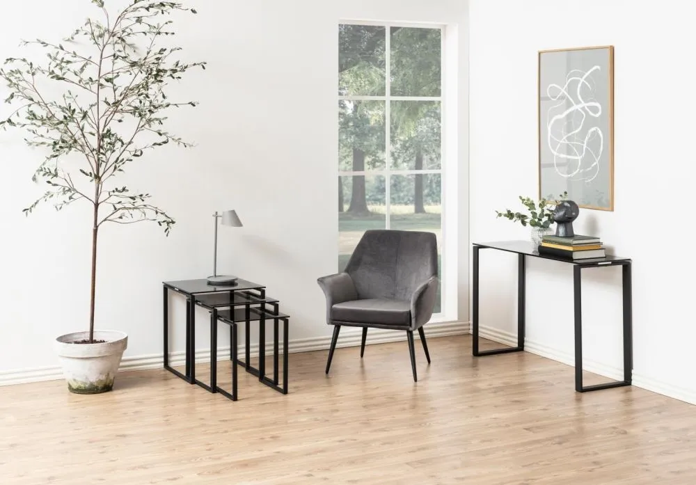 Katrine Nest of 3 Tables - Smoked, Glass