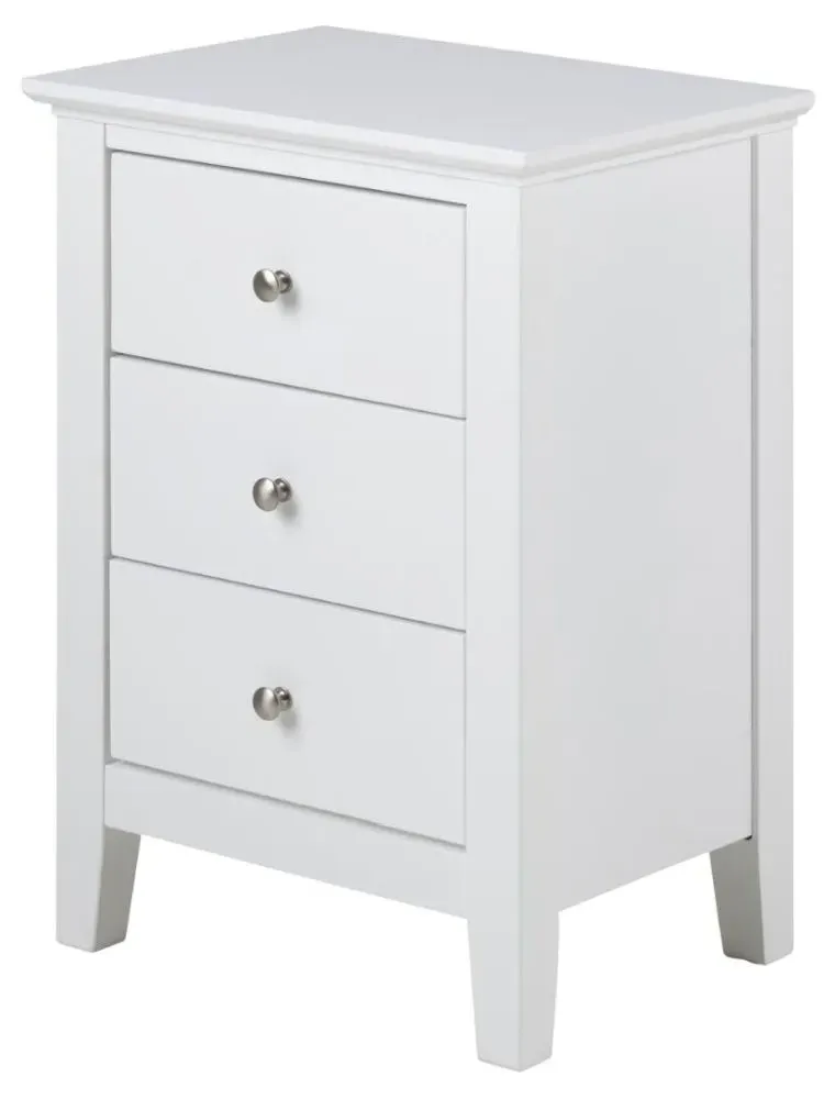 Lipan 3 Drawer Bedside Table - White, MDF