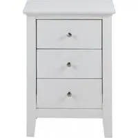 Lipan 3 Drawer Bedside Table - White, MDF