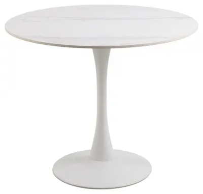 Malta 2-Seater Round Dining Table - White, Ceramic
