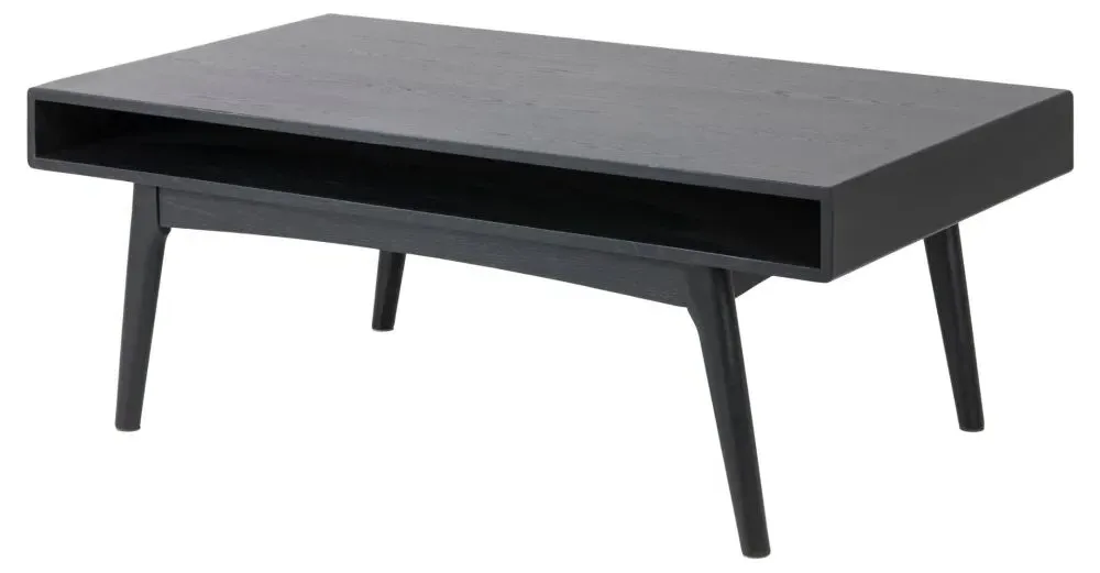 Marte 130cm Coffee Table - Black, Oak Veneer