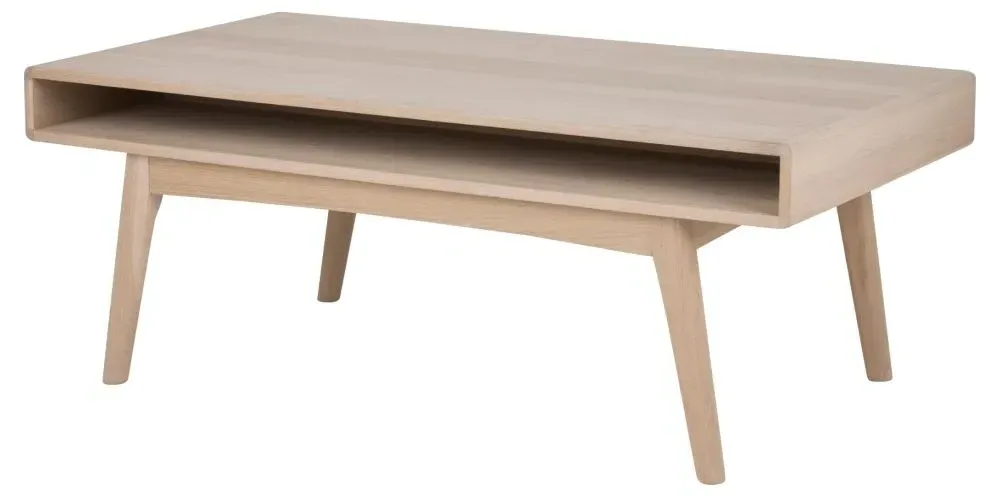 Marte 130cm Coffee Table with Shelf - White, Oak Veneer
