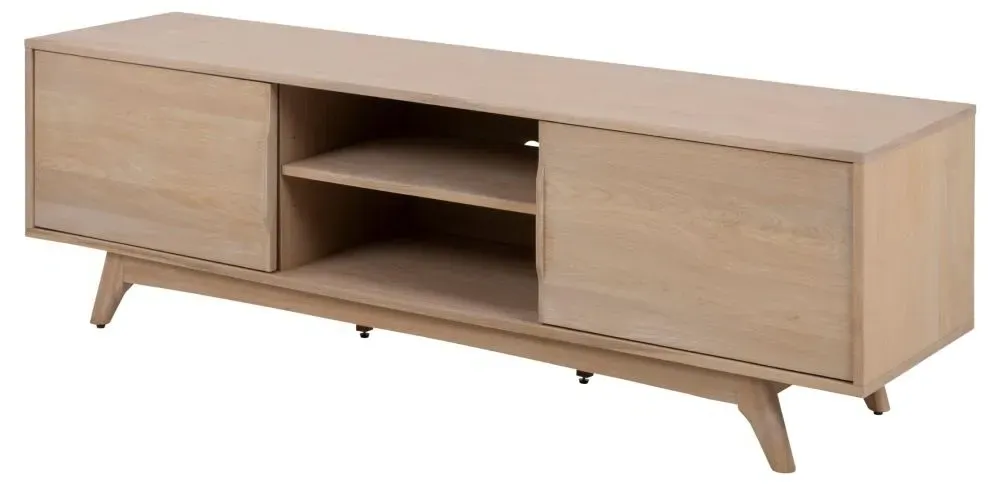 Marte Oak 180cm TV Unit with Storage - White, Oak Veneer