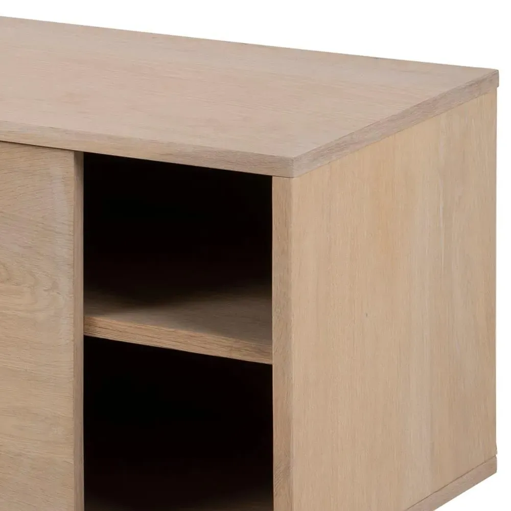 Marte Oak 180cm TV Unit with Storage - White, Oak Veneer