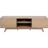 Marte Oak 180cm TV Unit with Storage - White, Oak Veneer