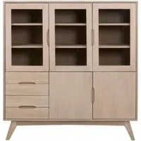Marte Oak 3 Door Display Cabinet - White, Oak Veneer